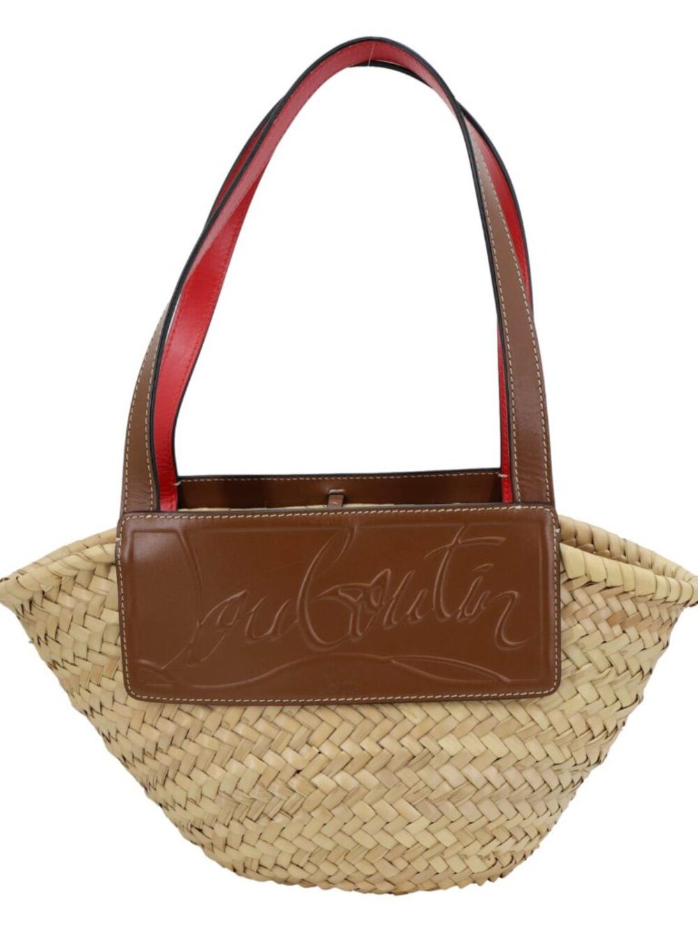Christian Louboutin Loubishore Woven Straw Basket Bag Brown